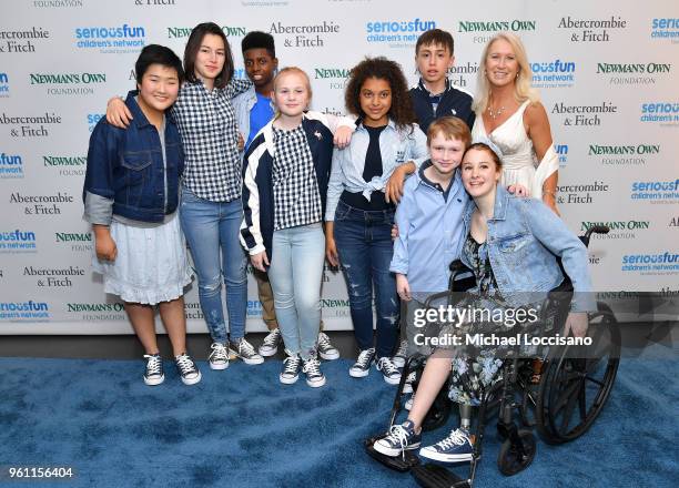 SeriousFun campers and Clea Newman Soderlund attend the 2018 SeriousFun Children's Network Gala at The Ziegfeld Ballroom on May 21, 2018 in New York...