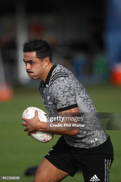 Anton Lienert-Brown of the All Blacks during a New Zealand All Blacks training session at Auckland Blues HQ on May 22, 2018 in Auckland, New Zealand.