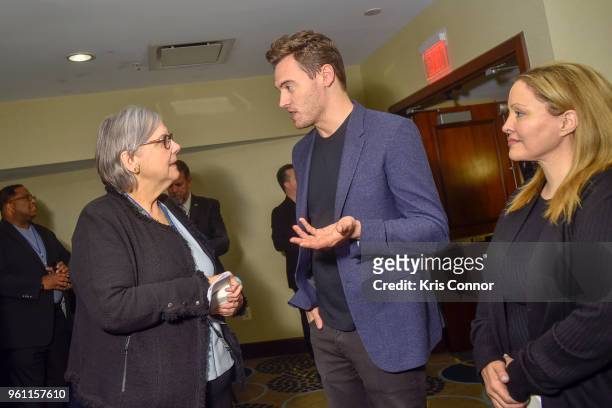 Foundation Executive Director Mary Luehrsen and actor Erich Bergen attend the "NAMM Music Education Advocacy Fly-In Keynote: Charlie Sykes" event at...