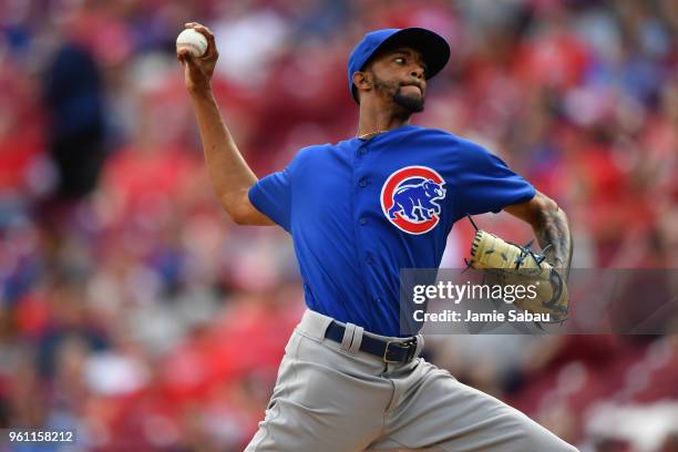 Carl Edwards Jr. #6 of the Chicago Cubs pitches against the Cincinnati Reds at Great American Ball Park on May 19, 2018 in Cincinnati, Ohio. Carl...