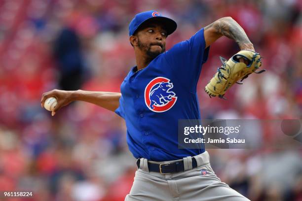 Carl Edwards Jr. #6 of the Chicago Cubs pitches against the Cincinnati Reds at Great American Ball Park on May 19, 2018 in Cincinnati, Ohio. Carl...