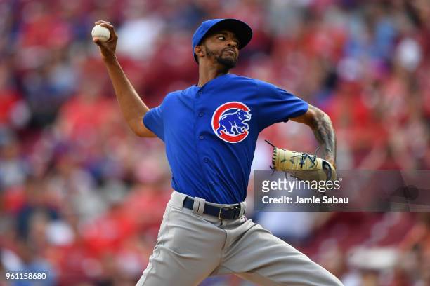 Carl Edwards Jr. #6 of the Chicago Cubs pitches against the Cincinnati Reds at Great American Ball Park on May 19, 2018 in Cincinnati, Ohio. Carl...
