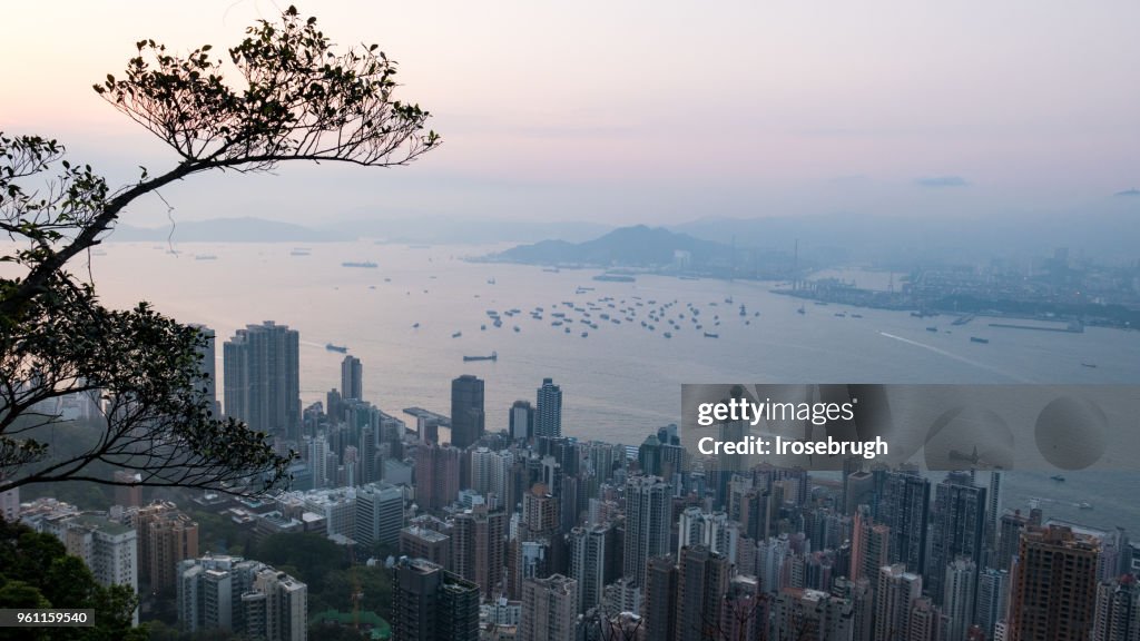 View from Victoria Peak Circle Walk towards Tsing Yi Island, Hong Kong