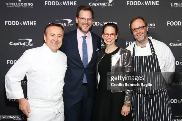 Chef Daniel Boulud, editor-in-chief of FOOD & WINE Hunter Lewis, Dana Cowin, and chef Wylie Dufresne attend FOOD & WINE's 2018 Best New Chefs Event...