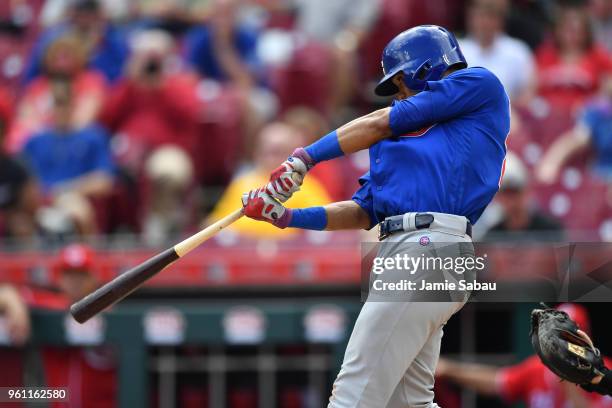 Addison Russell of the Chicago Cubs bats against the Cincinnati Reds at Great American Ball Park on May 19, 2018 in Cincinnati, Ohio. Addison Russell