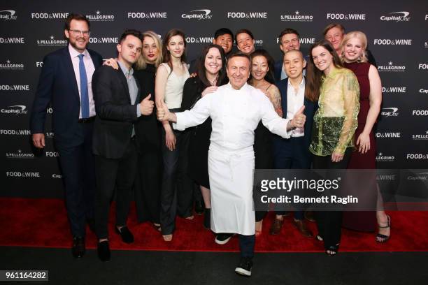 Chef Daniel Boulud poses in front of Hunter Lewis, Brady Williams, Jess Shadbolt, Diana Davila, Clare de Boer, Kate Williams, Kevin Tien, Katianna...