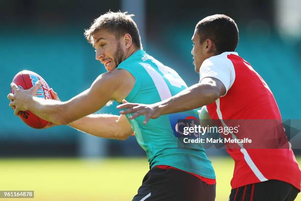 Kieren Jack of the Swans in action during a Sydney Swans AFL training session at Sydney Cricket Ground on May 22, 2018 in Sydney, Australia.