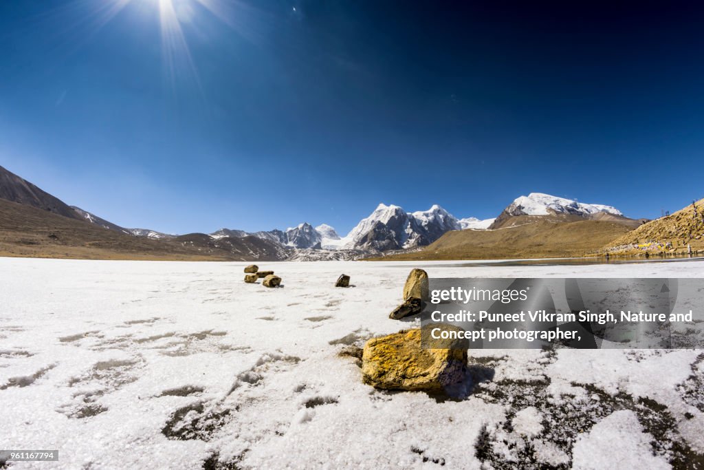 The Gurudongmar Lake of North Sikkim Frozen completely