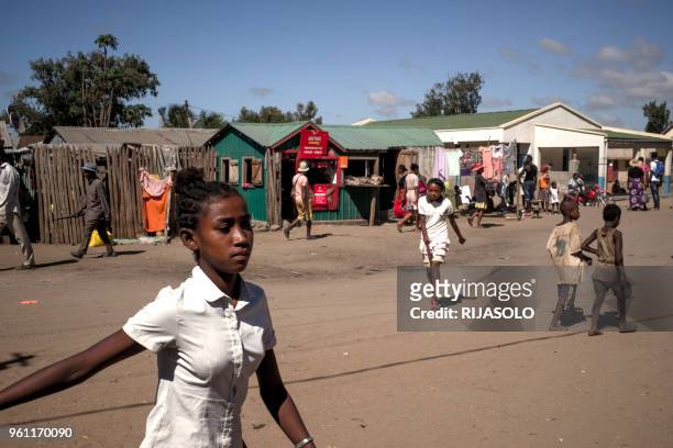 This picture taken on March 21, 2018 shows a view of a street in Ambovombe, city of about 120,000 inhabitants and home to the fistula treatment...