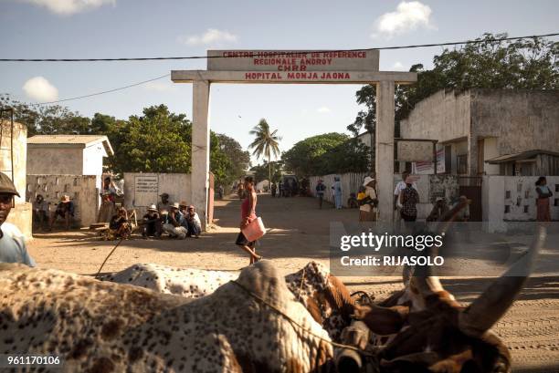 General view of the entrance to the Monja Joana Hospital, where the treatment centre for women with obstetric fistula is based in Ambovombe, on March...