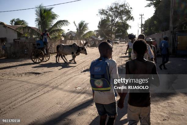 This picture taken on March 21, 2018 shows a view of a street in Ambovombe, city of about 120,000 inhabitants and home to the fistula treatment...