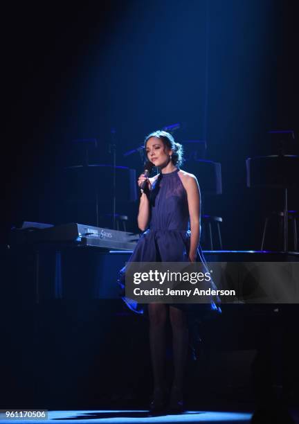 Laura Osnes performs on stage at the The 63rd Annual Obie Awards at Terminal 5 on May 21, 2018 in New York City.