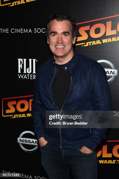 Actor Brian d'Arcy James attends FIJI Water with the Cinema Society host a screening of "Solo: A Star Wars Story" at SVA Theater on May 21, 2018 in...