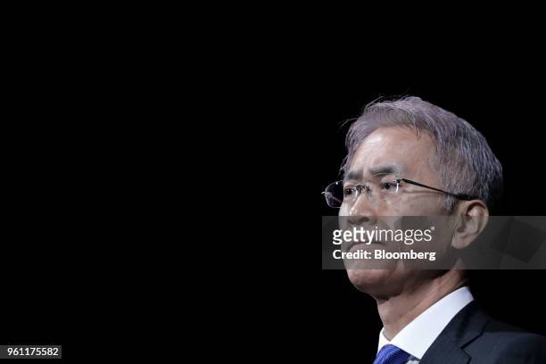 Kenichiro Yoshida, chief executive officer of Sony Corp., attends a news conference in Tokyo, Japan, on Tuesday, May 22, 2018. Sony predicted profit...