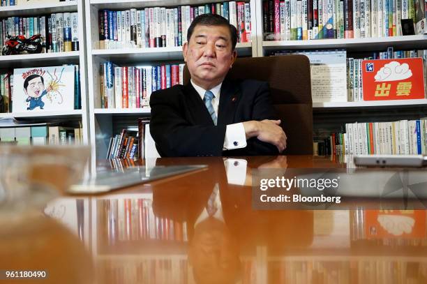 Shigeru Ishiba, a member of the Liberal Democratic Party and the House of Representatives, listens during an interview at his office in Tokyo, Japan,...