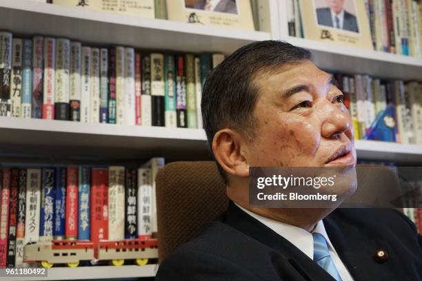 Shigeru Ishiba, a member of the Liberal Democratic Party and the House of Representatives, speaks during an interview at his office in Tokyo, Japan,...