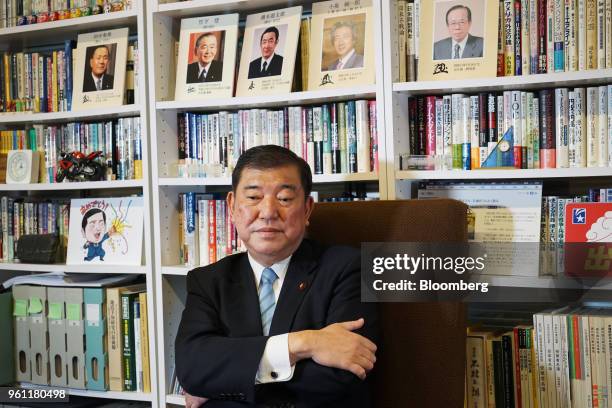 Shigeru Ishiba, a member of the Liberal Democratic Party and the House of Representatives, listens during an interview at his office in Tokyo, Japan,...