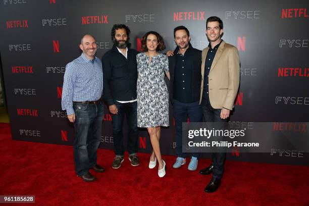 Andrew Goldberg, Jason Mantzoukas, Jessi Klein, Nick Kroll, and John Mulaney attend the #NETFLIXFYSEE Animation Panel Featuring "Big Mouth" and...