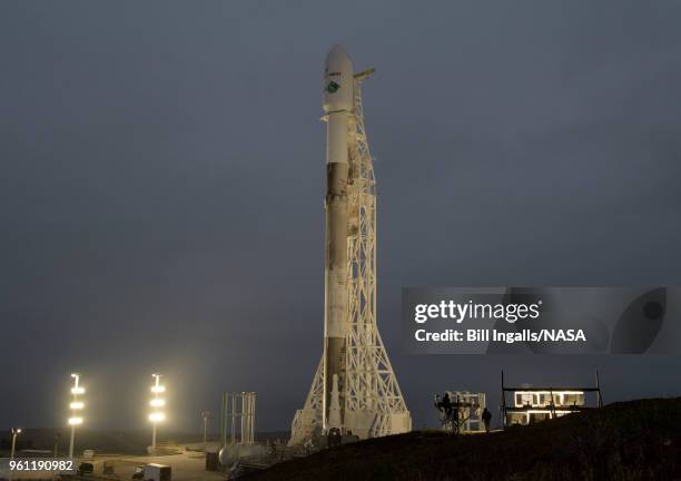 In this handout image provided by NASA, the SpaceX Falcon 9 rocket is seen with the NASA/German Research Centre for Geosciences GRACE Follow-On...