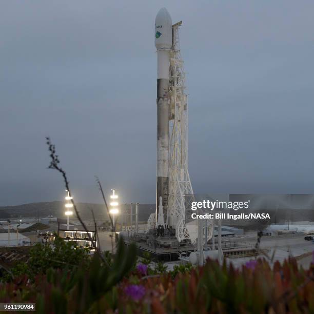 In this handout image provided by NASA, the SpaceX Falcon 9 rocket is seen with the NASA/German Research Centre for Geosciences GRACE Follow-On...