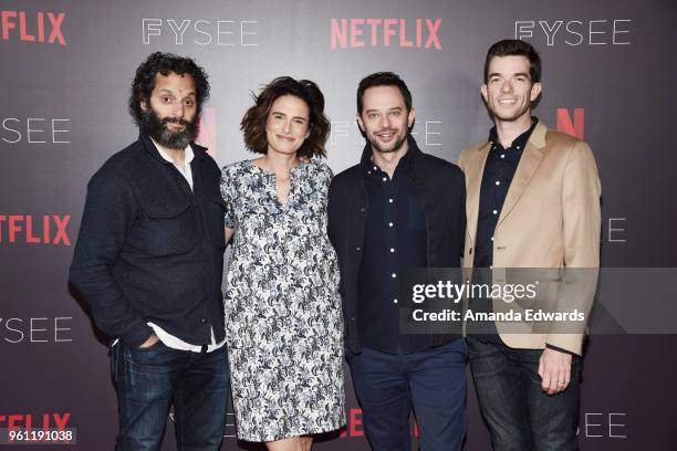 Actor Jason Mantzoukas, writer Jessi Klein and actors Nick Kroll and John Mulaney arrive at the #NETFLIXFYSEE Animation Panel featuring "Big Mouth"...