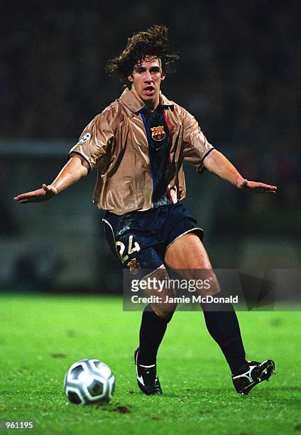 Carles Puyol of Barcelona in action during the UEFA Champions League match against Olympic Lyonnais played at the Stade de Gerland in Lyon, France....