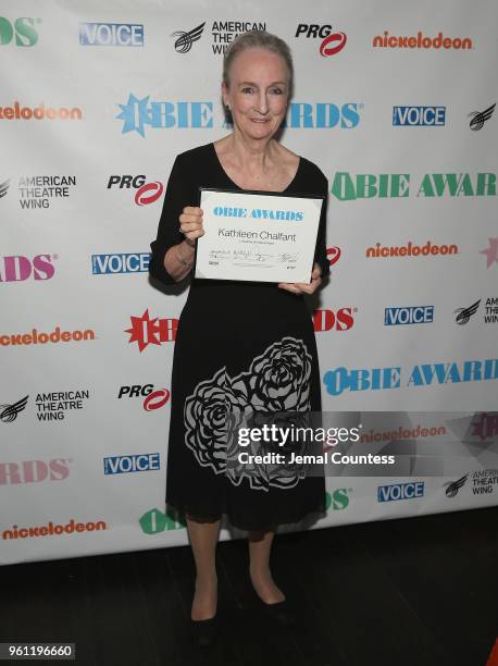 Kathleen Chalfant poses backstage the The 63rd Annual Obie Awards at Terminal 5 on May 21, 2018 in New York City.