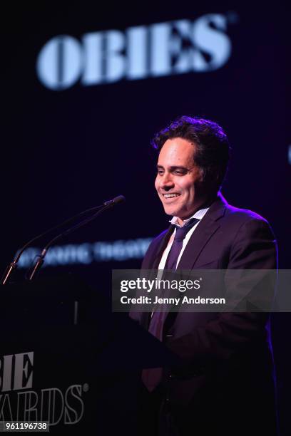 Rajiv Joseph on stage at the The 63rd Annual Obie Awards at Terminal 5 on May 21, 2018 in New York City.