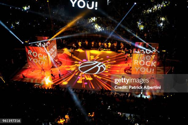 Lightshow before the 2018 Turkish Airlines EuroLeague F4 Championship Game between Real Madrid v Fenerbahce Dogus Istanbul at Stark Arena on May 20,...