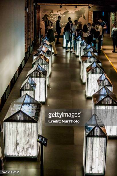 Visitors in a exhibition of the Gulag History Museum in Moscow, Russia, on 21 May 2018.