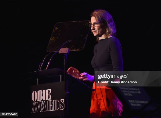 Natasha Katzon on stage at the The 63rd Annual Obie Awards at Terminal 5 on May 21, 2018 in New York City.