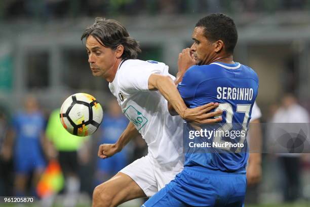 Filippo Inzaghi and Serginho competes for the ball during &quot;La partita del Maestro&quot; the farewell match by Andrea Pirlo at Giuseppe Meazza...