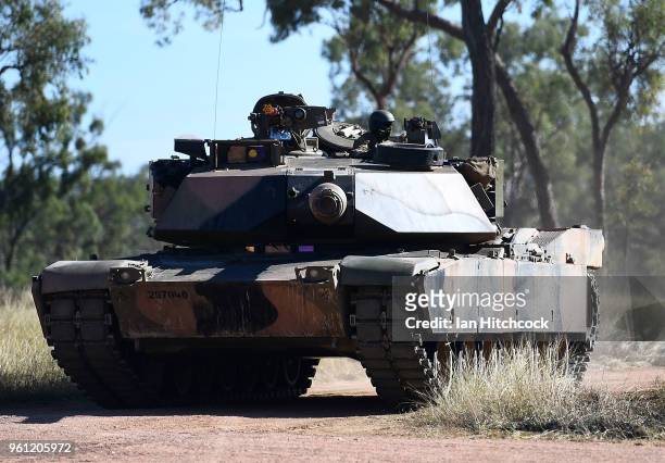 An Australian M1 Abrams Tank assaults an urban complex during Exercise Southern Jackaroo on May 22, 2018 in Townsville, Australia. Exercise Southern...