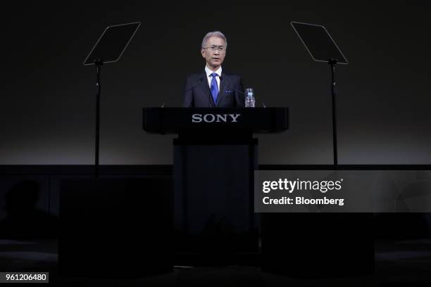 Kenichiro Yoshida, chief executive officer of Sony Corp., speaks during a news conference in Tokyo, Japan, on Tuesday, May 22, 2018. Sony predicted...