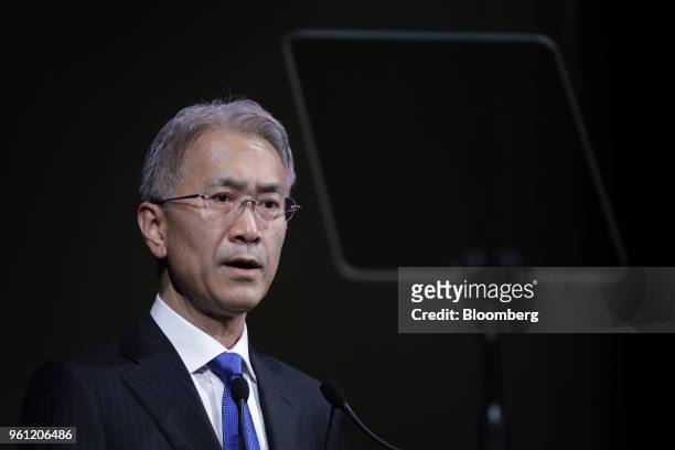 Kenichiro Yoshida, chief executive officer of Sony Corp., speaks during a news conference in Tokyo, Japan, on Tuesday, May 22, 2018. Sony predicted...