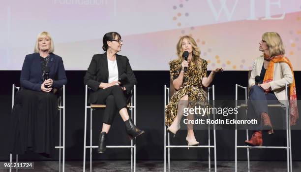 Catherine Adair, Hala Bahmet, Allyson Fanger, and Mary Melton speak onstage at the Women in Entertainment and The Television Academy Foundation's...