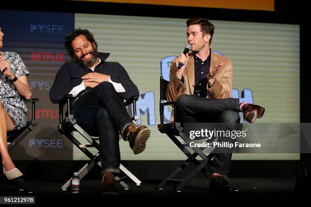 Jason Mantzoukas and John Mulaney speak onstage at the #NETFLIXFYSEE Animation Panel Featuring "Big Mouth" and "BoJack Horseman" at Netflix FYSEE at...