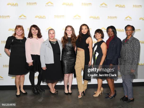 Jeannie Mai poses with Dress For Success executives and clients during the CIROC Empowered Women's Brunch at the W Hollywood on May 21, 2018 in Los...