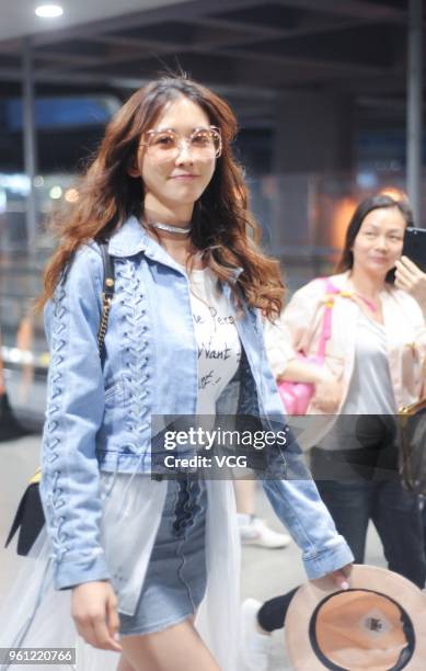 Actress Lin Chi-ling is seen at Shanghai Hongqiao International Airport on May 21, 2018 in Shanghai, China.