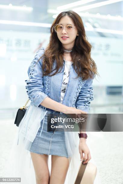 Actress Lin Chi-ling is seen at Shanghai Hongqiao International Airport on May 21, 2018 in Shanghai, China.