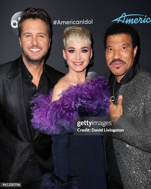 Singers/judges Luke Bryan, Katy Perry and Lionel Richie attend ABC's "American Idol" - Finale on May 21, 2018 in Los Angeles, California.