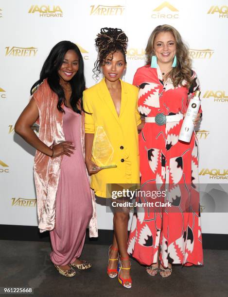 Aquahydrate CMO Erick Pittman, Logan Browning and Blue Flame SVP Erin Harris attend the CIROC Empowered Brunch on May 21, 2018 in Los Angeles,...