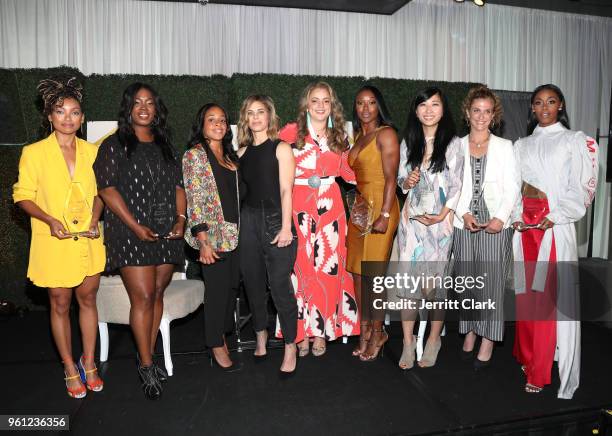 Logan Browning, Phylicia Fant, Kristen Fraser, Erin Harris, Carmelita Jeter, Suzy Ryoo, Jennie Snyder Urman and Nafessa Williams attend the CIROC...