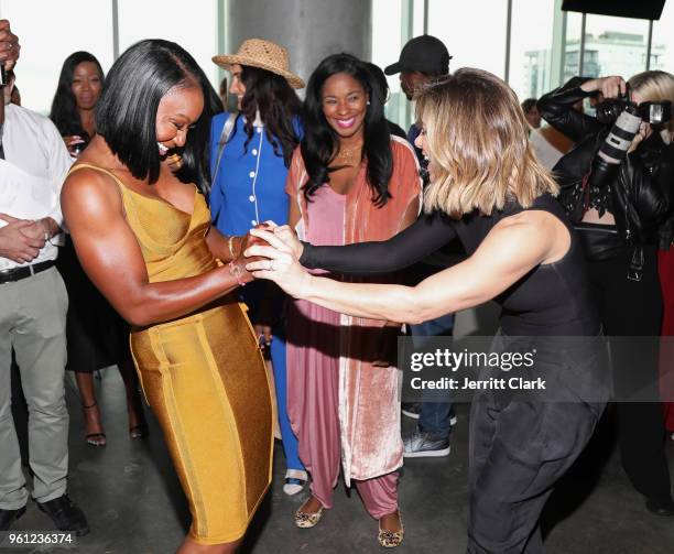 Carmelita Jeter, Ericka Pittman and Jillian Michaels attend the CIROC Empowered Women's Brunch at the W Hollywood on May 21, 2018 in Los Angeles,...