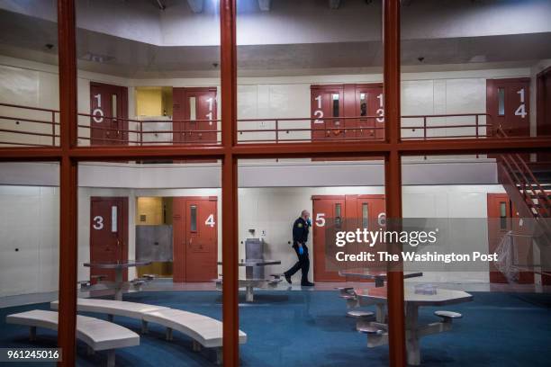 An officer checks on prisoners at Santa Rita Jail on Thursday, April 5 in Dublin, CA.