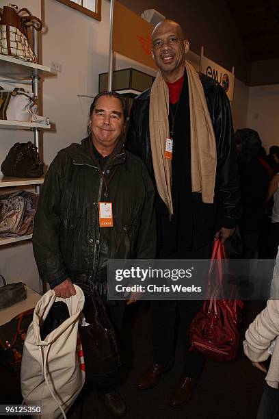 Actor Bo Bridges and NBA Hall of Famer Kareem Abdul Jabaar at Fed Segul Fun at Village at the Yard during the 2010 Sundance Film Festival on January...