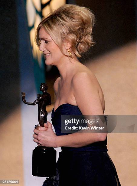Actress Drew Barrymore accepts the award for Female Actor In A Television Movie Or Miniseries for "Grey Gardens" onstage at the 16th Annual Screen...