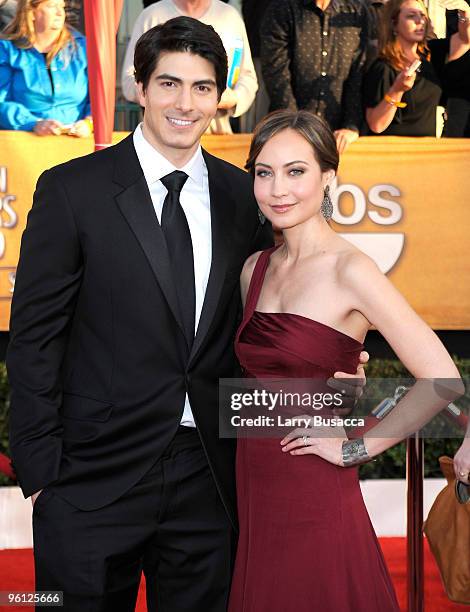 Actors Brandon Routh and Courtney Ford arrive to the TNT/TBS broadcast of the 16th Annual Screen Actors Guild Awards held at the Shrine Auditorium on...