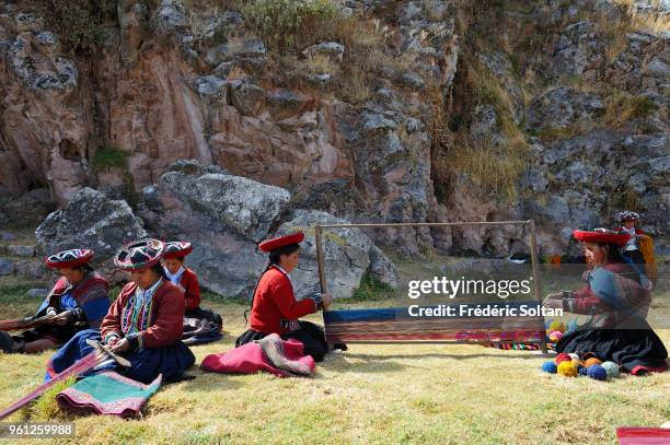 Market in the village of Chinchero, the Cuzco area in the Andes at 3800 m. This village is famous for its weaving on July 20 Peru.