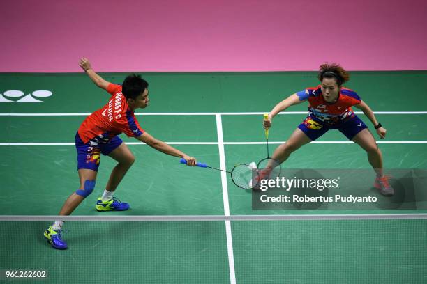 Yea Ching Goh and Soong Fie Cho of Malaysia compete against Chen Qingchen and Jia Yifan of China during Preliminary Round on day three of the BWF...